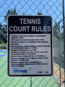 Van Zee Tennis Court rules