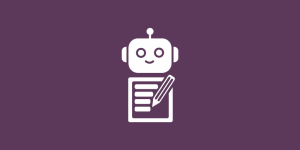 icon with a robot and a pencil writing