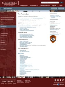 Fire Prevention department page on the old website
