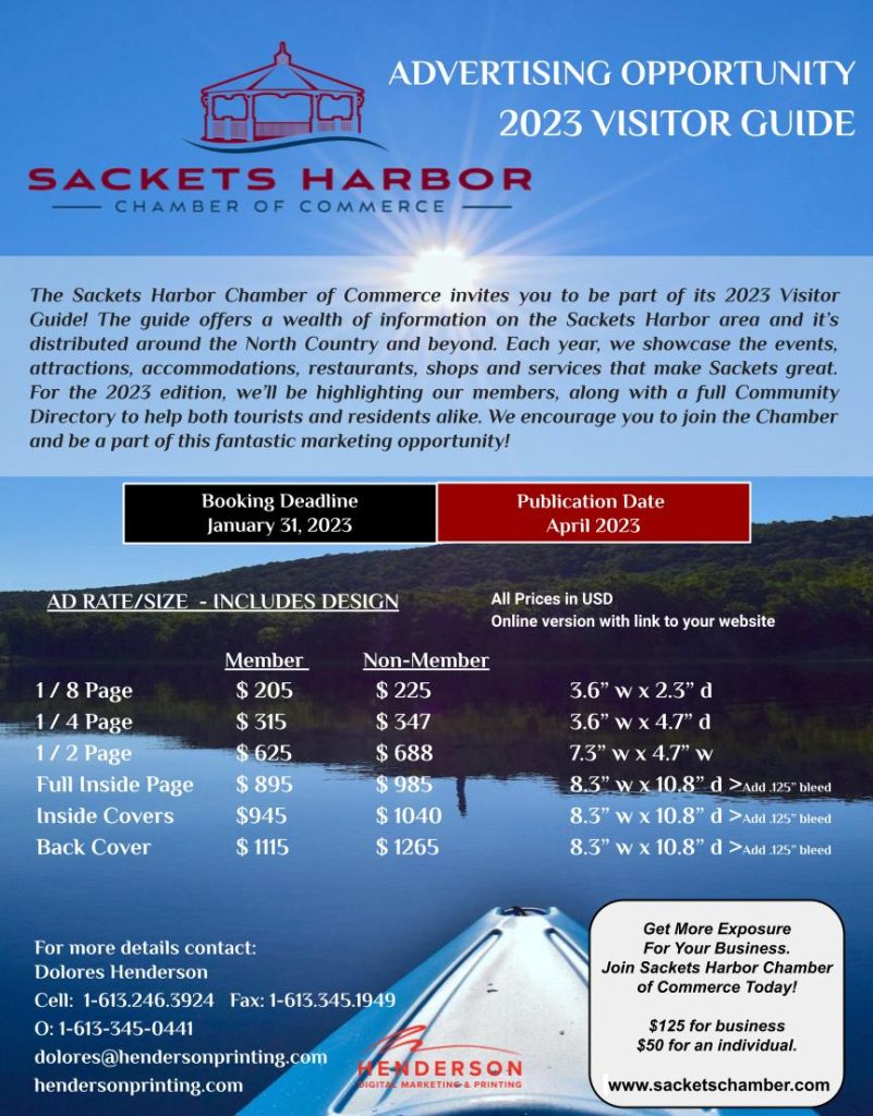 Sackets Harbor 2023 Visitor Guide Promo Sheet Sackets Harbor, NY