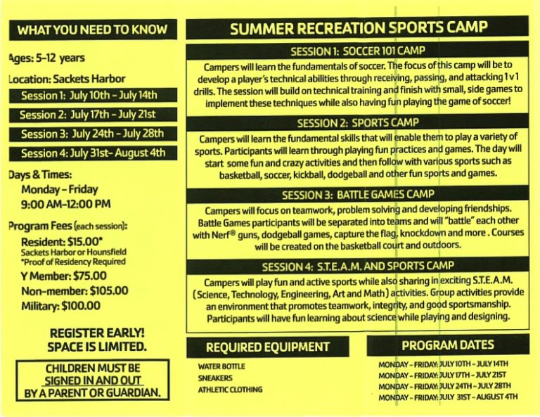 Summer Recreation Sports Camp Sackets Harbor, NY