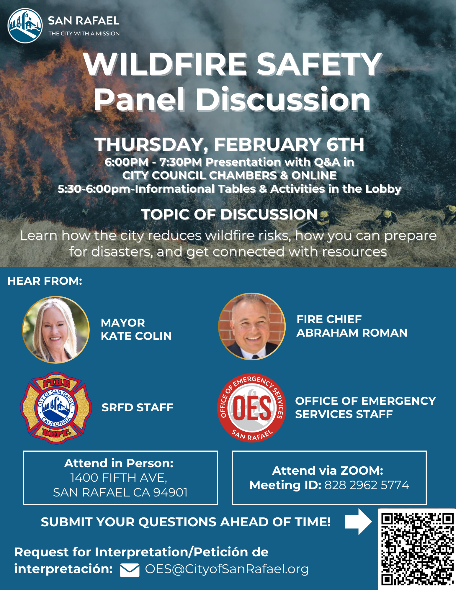 Wildfire Safety Panel Discussion Flyer