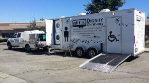 Dignity on Wheels' mobile shower and laundry unit in Sunnyvale, CA