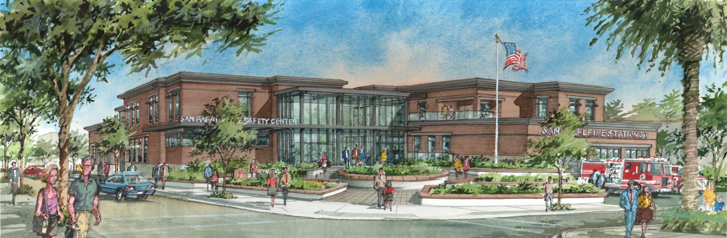 Watercolor rendering of Public Safety Center