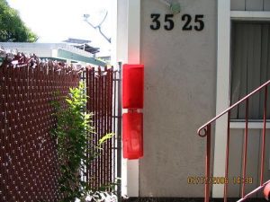 view of a missing fire extinguisher