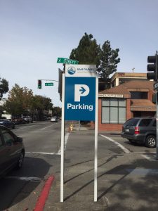 Downtown parking signs