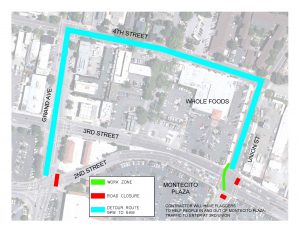 Closure and detour at Second and Third Street