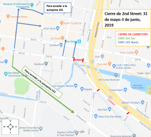 SR 2nd Street Closure Detour Map_Spanish