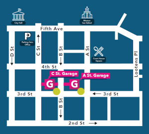 A Street and C Street Garage mini map