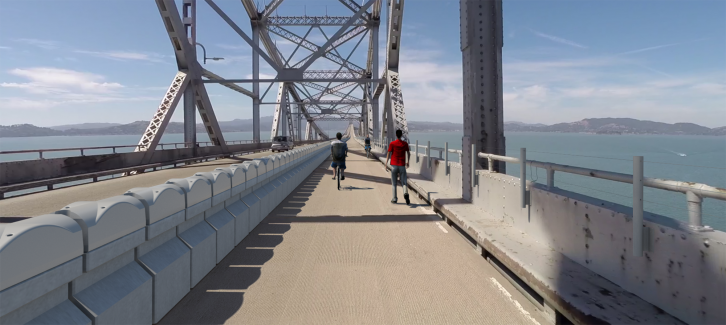 Rendering of planned Richmond-San Rafael Bridge bicycle-pedestrian path. Photo courtesy of MTC