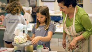 Child in an art class