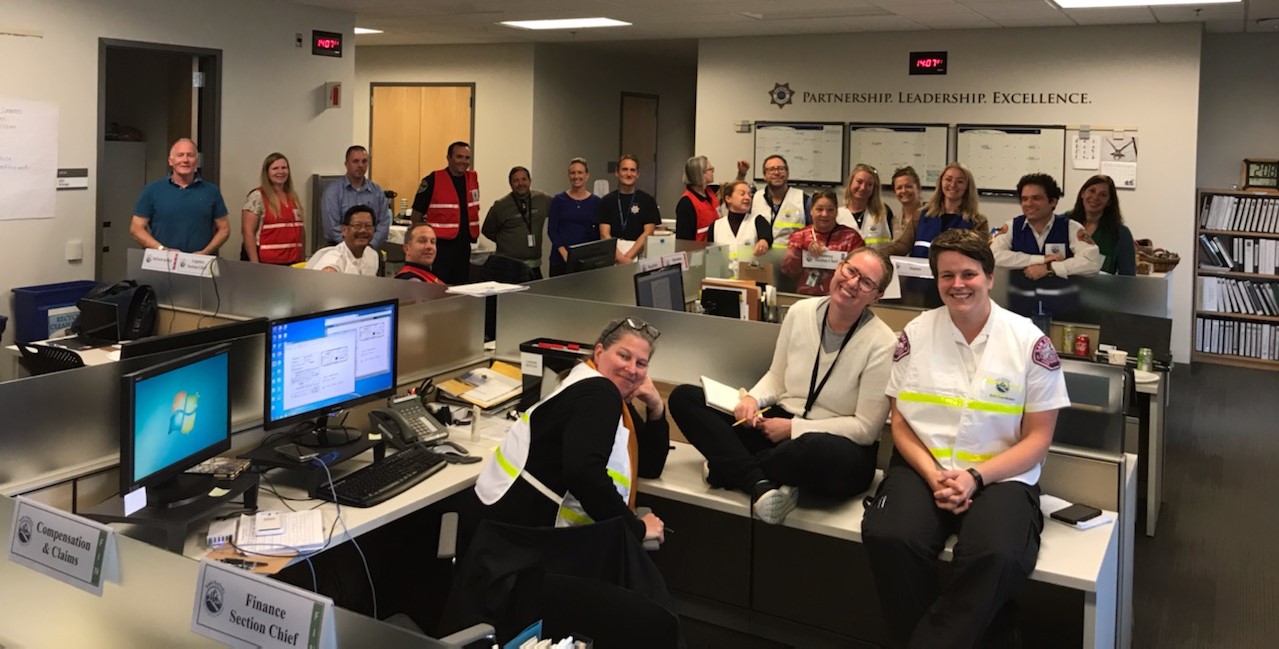 City staff in the EOC