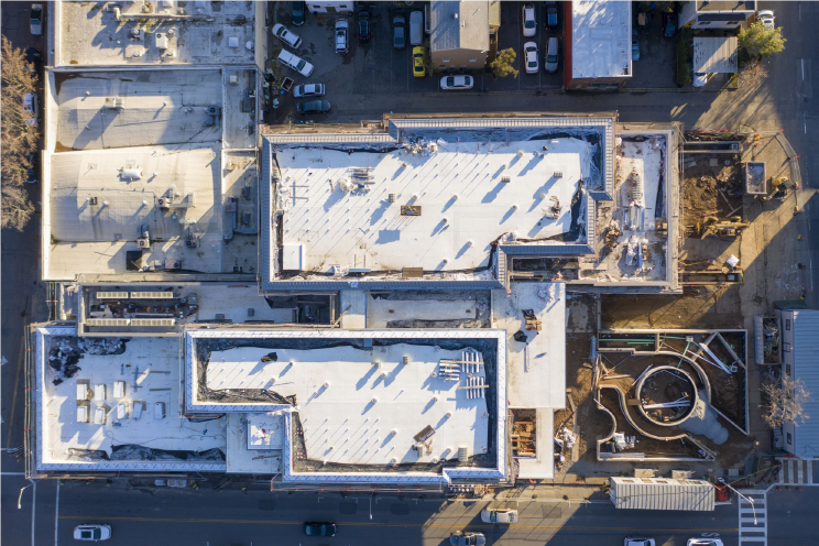 Overhead view of Public Safety Center's roof