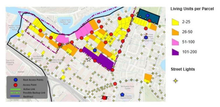 Map of Canal WiFi Network Concept