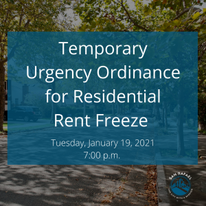 "Temporary Urgency Ordinance for Residential Rent Freeze"