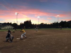 Playing softball at Albert Park Field