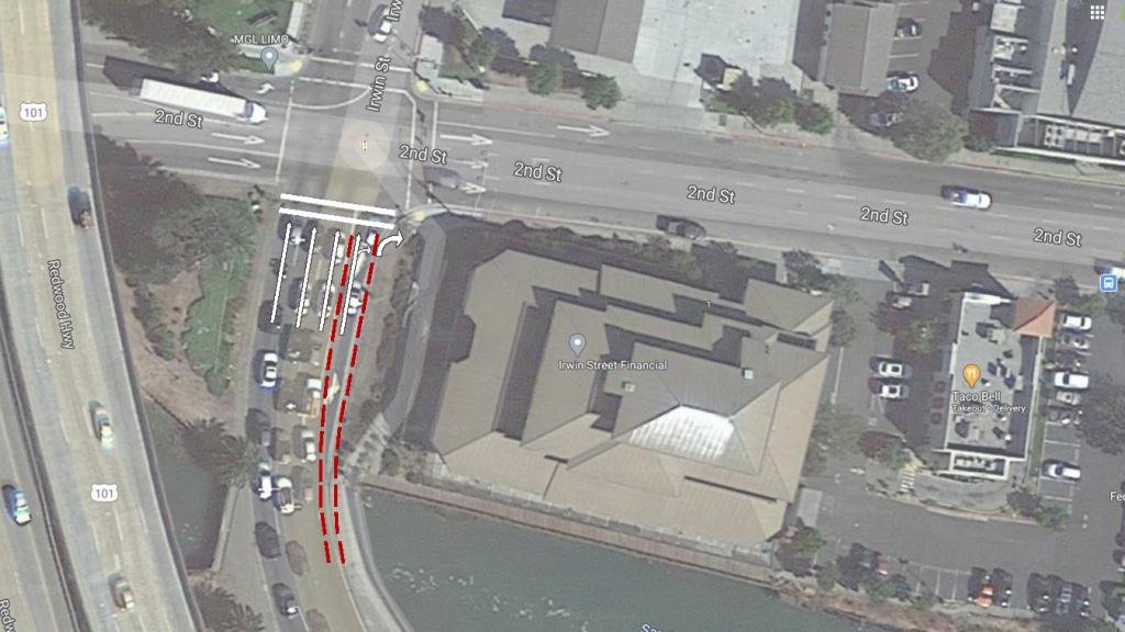 Second and Irwin Intersection Lane Configuration Rendering