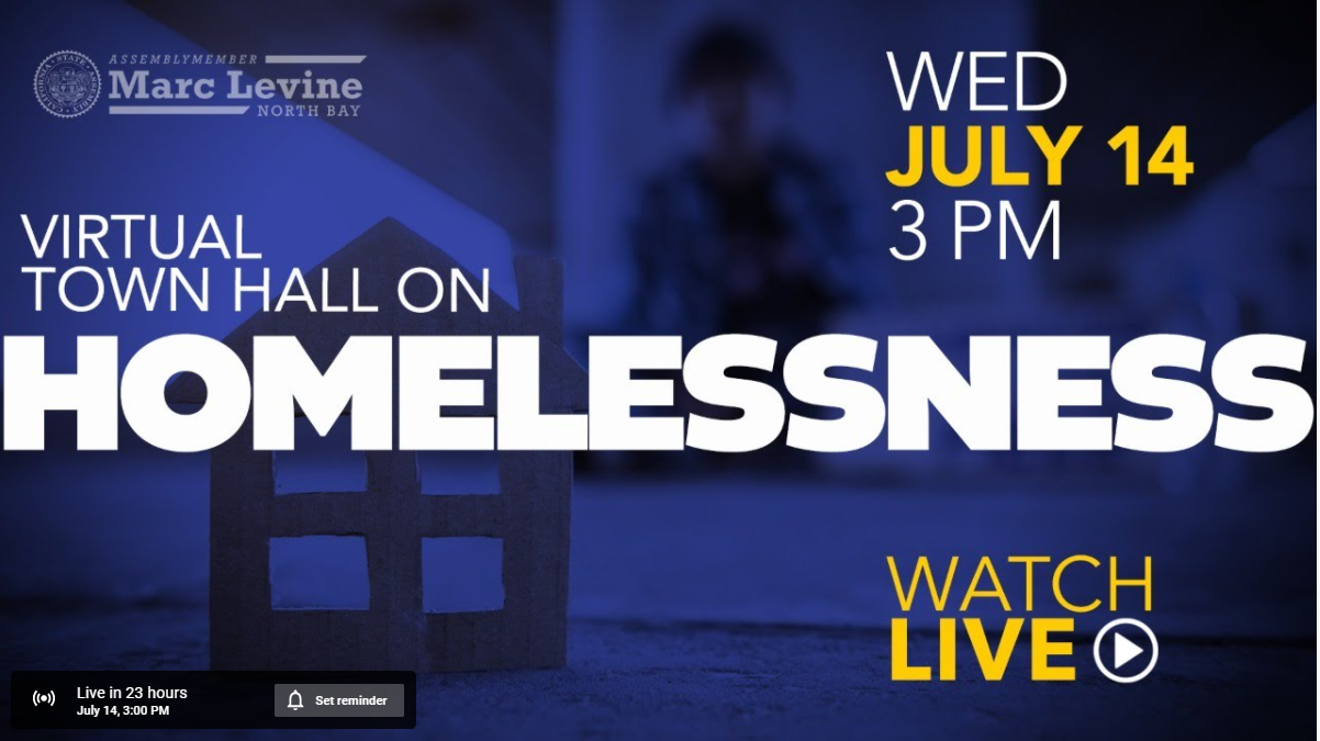 Assemblymember Marc Levine Virtaul Town Hall on Homelessess