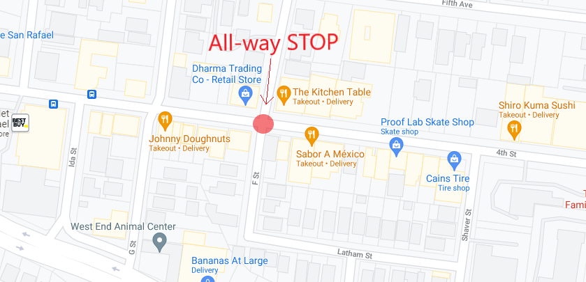 New All-Way Stop at Fourth Street-F Street in the West End