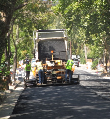 Project contractor paving on Ross St.