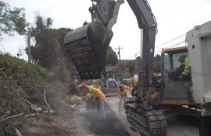 Bay Pacific Pipeline paving a sidewalk on Francisco Boulevard East