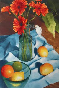 Ilene Avery - Gerber Daisies with Citrus - Oil Painting - 36"x24" - $6,500.00