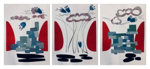 Austin Buckingham - Untitled 3 Triptych - Monotype Printmaking - 36"x72"x1.5" - $2,500.00