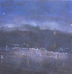 Jennifer Fearon - Winter Night - Mineral pigments, walnut ink and oxidized silver on paper - 12"x12" - NFS