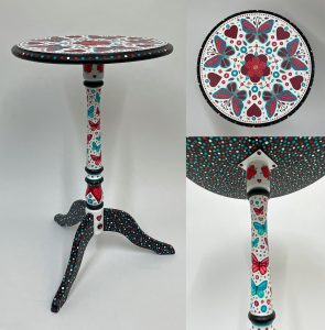 Kitty Gordon - Butterfly Table - Acrylic Paint on Wood - 24"x16"x16" - $600.00