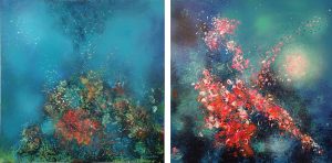 Marie Krajan - Poseidon Blooms - Acrylic on Canvas - 24"x48" - $1,200.00