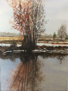 Patti Pierce - Winter Serenity, Montana - Watercolor on Paper - 12"x9" - $300.00