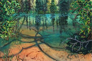 Kay Russell - Sand Pond Reflection #24 - Watercolor, gouache - 8"x12" - $900.00