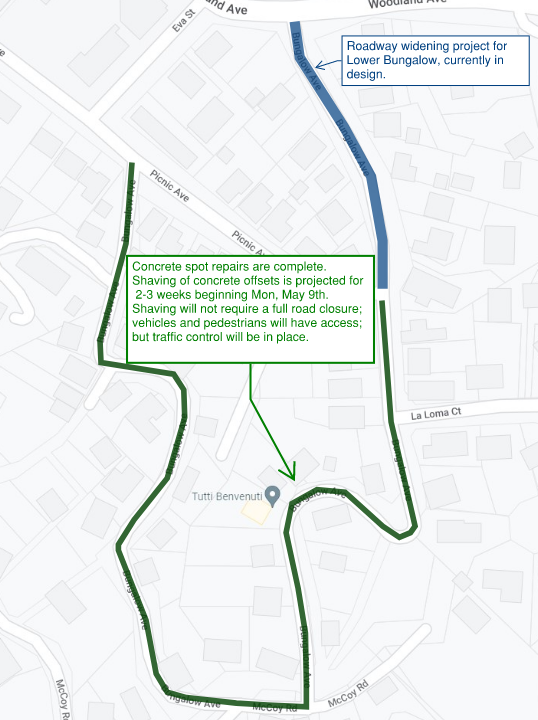 Bungalow Avenue from Woodland Avenue to La Loma Court new projct map