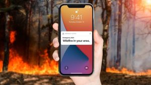 phone with wildfire alert