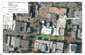 Arial map of 4th street with road closure highlighted