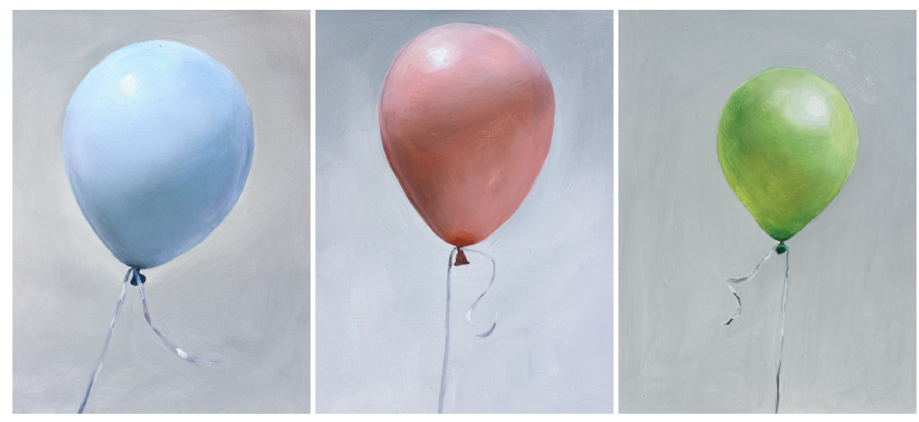 Blue, Pink, Green Balloons painting