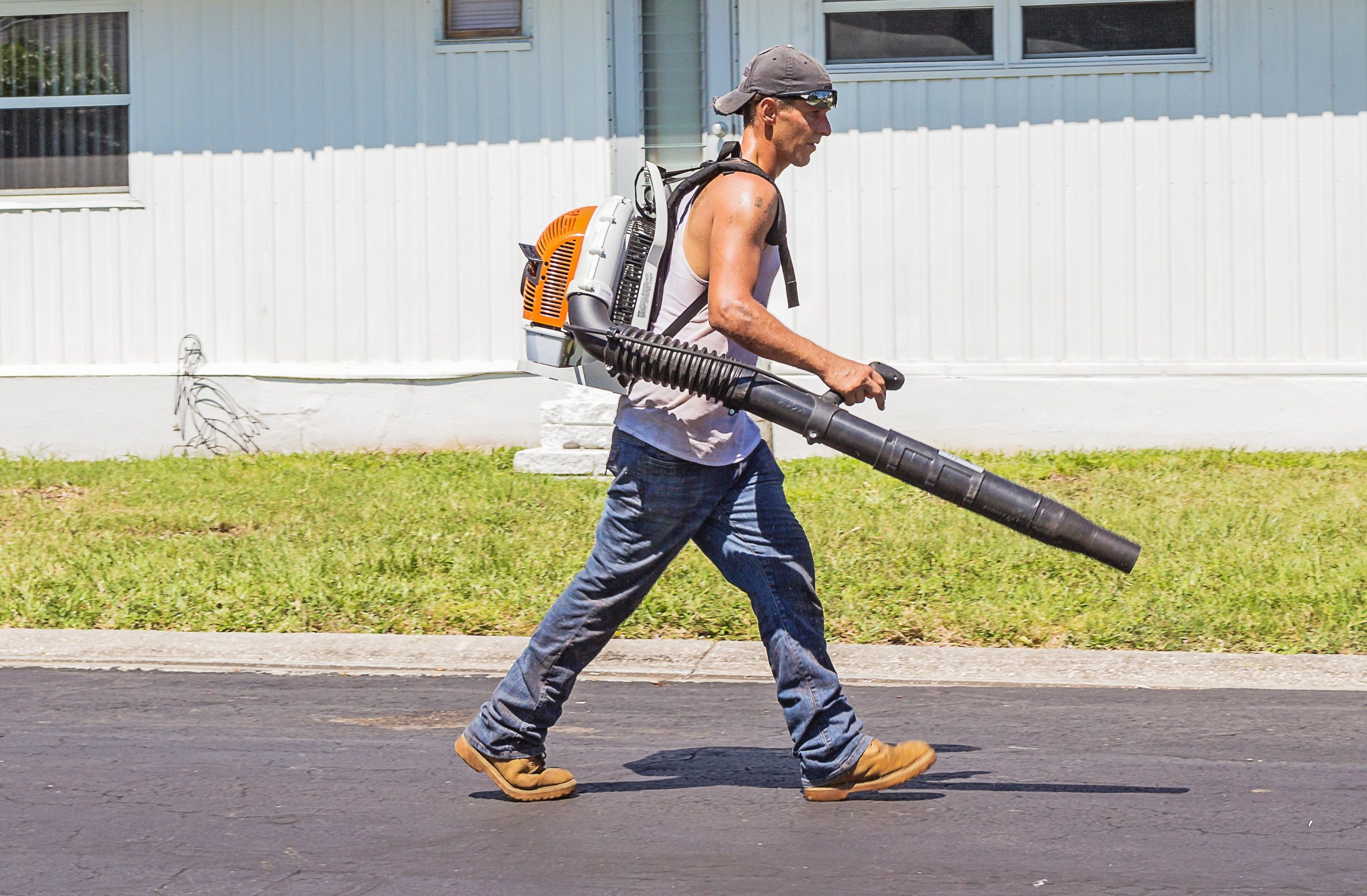 Man with leaf blower