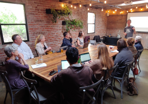 Equitable Low Carbon Economy roundtable meeting at Pond Farm Brewing with San Rafael business leaders.