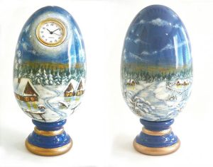 Anna Blazhiyevska "Holiday Time" Wooden Egg, Painted in Acrylic, Covered by Gloss $430