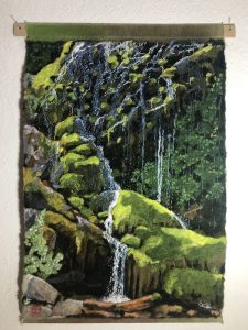 Birgitta Bower "Falling Water" Needlefelted Wool on Linen w/ Cotton Thread Embroidery $3000