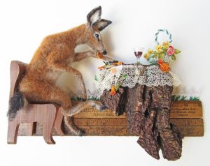 Lisa Glicksman "Lunch" Needle Felting w/ Wood, Tree Bark, and Found Objects $370