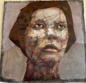 Stephen Maffin - "Lore" - Plaster, Burlap, Paint & Metal - $2,600