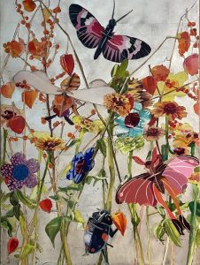 Gigi Lambert - -"Beauty Unfolding II" Watercolor,Gouache, Prismacolor, & Silverleaf Wax- $5,000