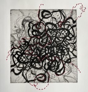 Barbara Poole "Black and White Tangles with Stitching" Intaglio, Aquatint, Stitching $390