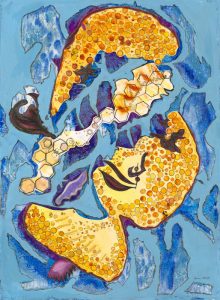 Jennifer Roberts "Mustard on Ice" Watercolor, Acrylic, Collage, Pastel, & Pen on Paper $1,000