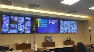 Photo of TV's mounted on the wall at the San Rafael Public Safety Center