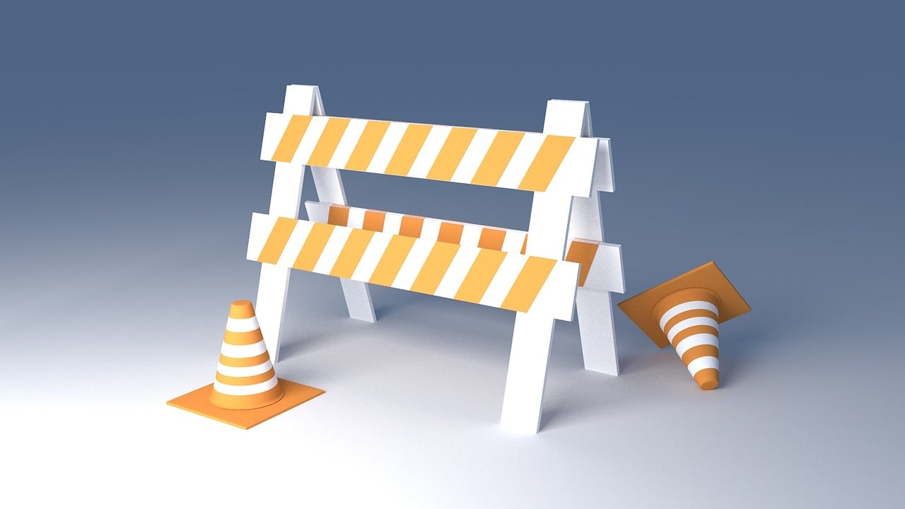 under construction cones and barrier