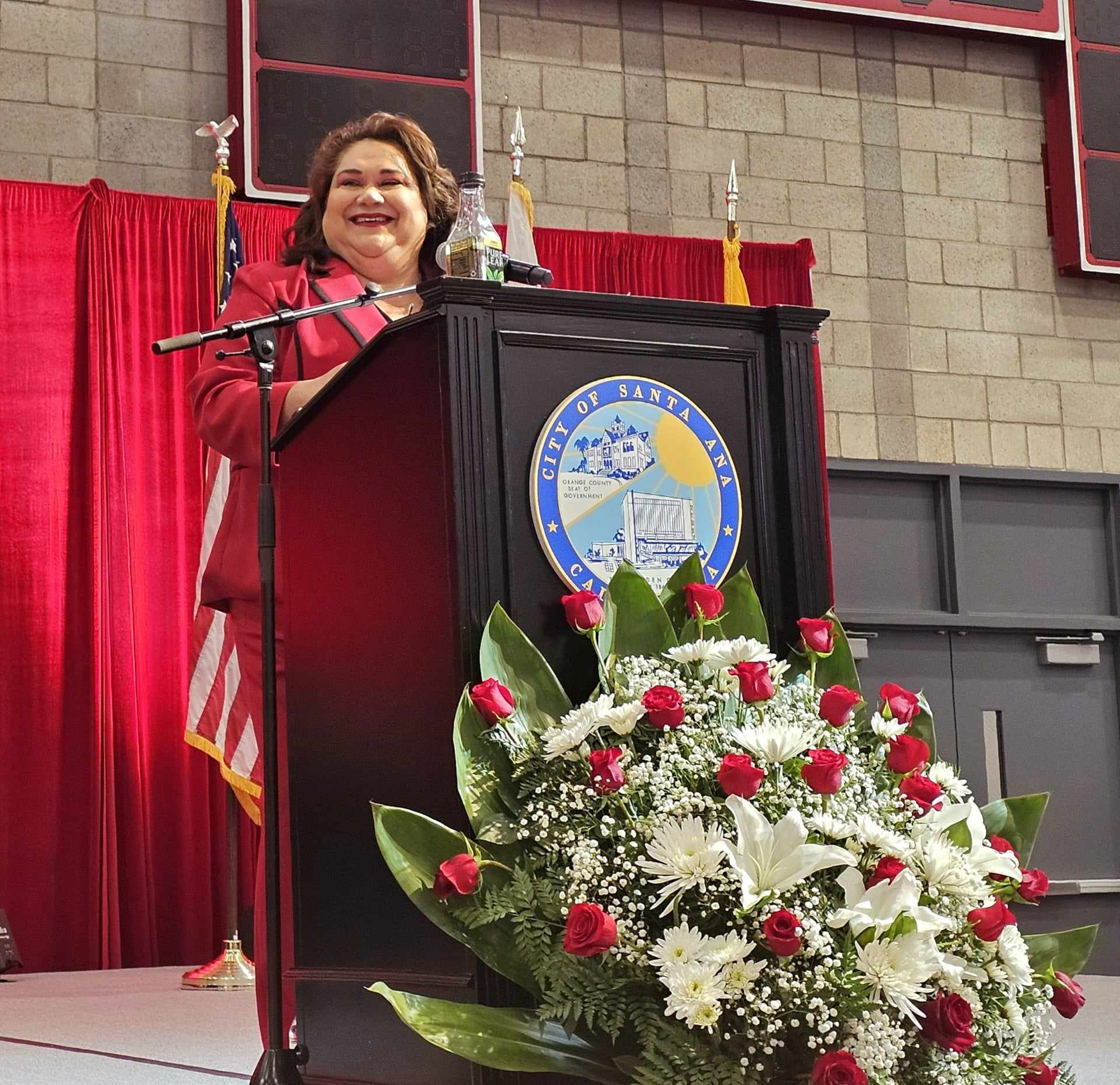 State of the city at podium