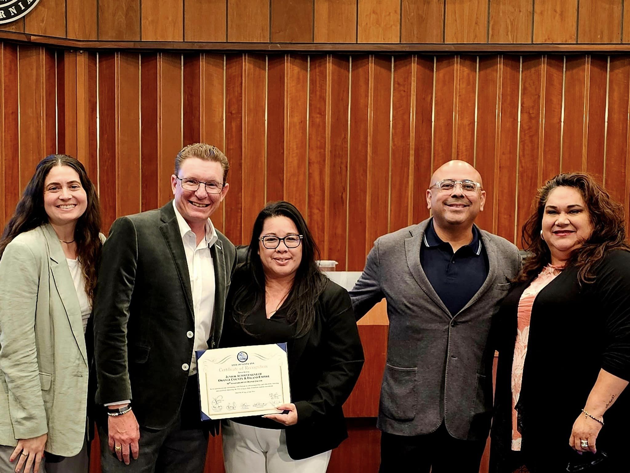 Certificate of Recognition to Junior Achievement of Orange County and Inland Empire