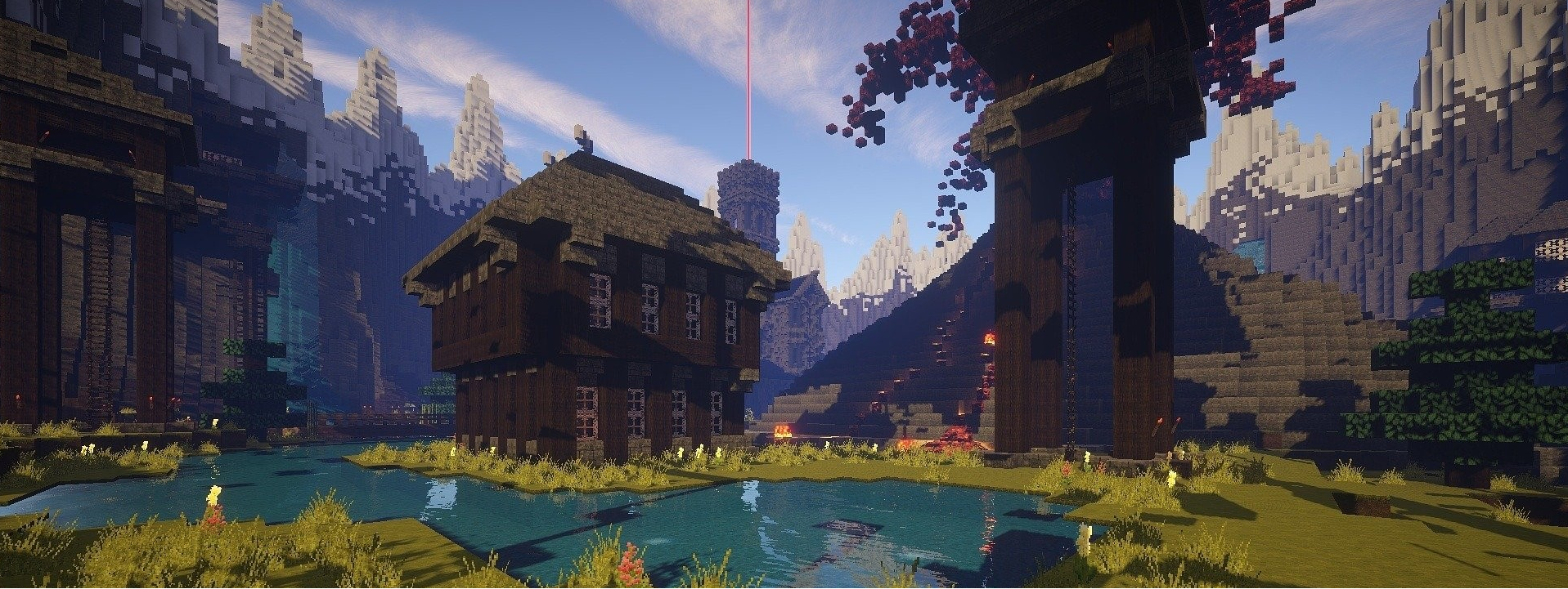 world and house in minecraft